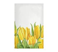 Mnsruu Yellow Tulip Flower White Kitchen Towels Dish Bar Tea Towel Dishcloths 1 Pack Super Absorbent Soft 71 x 46 cm(18 x 28 inches)