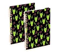 Mnsruu Zombie Rock Hand Gesture Pattern Spiral Notebook Journals 2 Pack, Hardcover Lined Journal for Women, A5 College Ruled Notebooks for Journaling Writing Work Office School 5.7x8.3 Inch