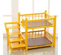 MNSSRN Small And Medium Bunk Bed for Cats And Dogs, Indoor And Outdoor Duplex Pet Bed with Stairs And Guardrails,yellow,M