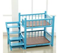 MNSSRN Small And Medium Bunk Bed for Cats And Dogs, Indoor And Outdoor Duplex Pet Bed with Stairs And Guardrails,blue,M