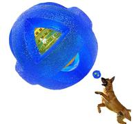 Mnubsrva Dog Ball Toy for Chewing and Treat Dispensing - Tough Rubber Chew Balls, Interactive Dog Puzzle Ball Toys for Fun & Chew Time, Treat Dispensing Toys for Large Breed, 3.5 Inch Blue