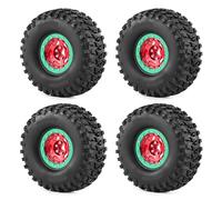 MNUHGYHD For 2.2" RC Crawler Tires & Aluminum Beadlock Wheels 4PCS with 12mm Hex for 1/10 TRX4 TRX6 SCX10 II III Gen8 D90 Axial Trax-xas(Red green)