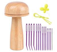 Mnuizu Darning Mushroom Tools, Wooden Darning Egg, 15Pcs Mending Sewing Tools Kit for Darning Clothes Socks, Embroidery and DIY Handmade
