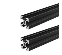 MNUPL 2PCS 1-1000mm 2020 V-slot T-slot Aluminum Extrusions Aluminum Profiles Anodized European Standard Linear Rail Frame 3D Printer(2PCS 2020T Black,370mm)