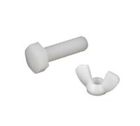 MNUPL WHITE NYLON PLASTIC BOLT HEX HEAD FULLY THREADED SET SCREWS WITH WING BUTTERFLY NUTS M3 M4 M5 M6 M8 M10 M12(80mm)
