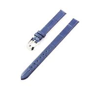 MNUvxzaewf Women Genuine Leather 10mm Soft Watchbands Silver Pin Buckle Watch Strap Replacement(Blu)