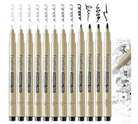 Mnuwoee 12 Pcs Drawing Pens Fine Liner Pens Black with Assorted Nib Sizes | Black Fine Liner Pen,Waterproof Manga Pens Smooth Writing for Art Supplies Drawing Sketching Writing Anime Manga Artists