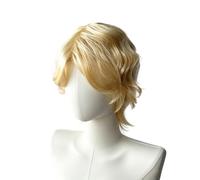 Mnuwoee Blonde Mullet Wig Men Curly Wigs Mens for Fancy Dress Daily Use | Light Blonde Mullet Wig for Men, Heat-resistant Synthetic Adjustable Wavy Wig for 70s 80s Carnival Halloween Party Daily Use
