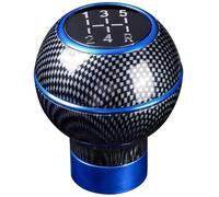 Mnuwpvmj Shift Stick Knob Blue Carbon Fiber Look Aluminum Gear Shift Knob Fit Universal Manual Transmission Vehicle 5 Speed with 3 Rubber Adapters