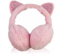 MNVD Women's Pink Cat Earmuffs - Super Soft, Warm & Cozy Winter Ear Muffs - Adjustable Headband - Foldable & Easy to Store - Perfect for Women & Girls