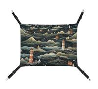 MNVTSKOP A Black Lighthouse Pet Hammock Breathable Cat Hanging Hammock with Adjustable Straps and Metal Hooks Plush Small Animal Soft Hideout Bed for Indoor and Outdoor