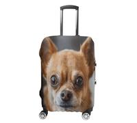 MNVTSKOP A Brown Chihuahua Luggage Covers Scratch-Resistant Washable Suitcase Cover Polyester Elastic Travel Baggage Protector for Suitcase Protector Cover, White, XL