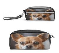MNVTSKOP A Brown Chihuahua Makeup Bag Small Cosmetic Travel Case Portable Stationery Organizer for Women Teacher