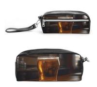 MNVTSKOP A Cup of Beer Makeup Bag Small Cosmetic Travel Case Portable Stationery Organizer for Women Teacher