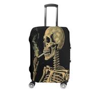 MNVTSKOP A Skeleton With Burning Cigarette Luggage Covers Scratch-Resistant Washable Suitcase Cover Polyester Elastic Travel Baggage Protector for Suitcase Protector Cover S