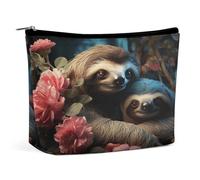 MNVTSKOP A Sloth And A Baby Sloth Cosmetic Bag Large Capacity Travel Makeup Bag Trendy Portable Toiletry Bag for Women