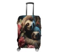 MNVTSKOP A Sloth And A Baby Sloth Luggage Covers Scratch-Resistant Washable Suitcase Cover Polyester Elastic Travel Baggage Protector for Suitcase Protector Cover, White, M