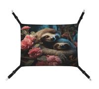 MNVTSKOP A Sloth and A Baby Sloth Pet Hammock Breathable Cat Hanging Hammock with Adjustable Straps and Metal Hooks Plush Small Animal Soft Hideout Bed for Indoor and Outdoor