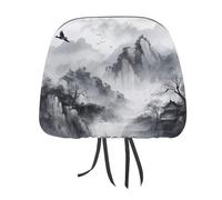 MNVTSKOP Abstract Ink Painting Headrest Covers for Cars Universal Anti-Dirty Car Head Rest Protector Easy to Install Durable Breathable Vehicle Accessories for Auto Trucks SUVs