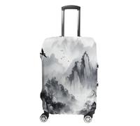 MNVTSKOP Abstract Ink Painting Luggage Covers Scratch-Resistant Washable Suitcase Cover Polyester Elastic Travel Baggage Protector for Suitcase Protector Cover, White, M