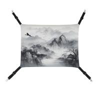 MNVTSKOP Abstract Ink Painting Pet Hammock Breathable Cat Hanging Hammock with Adjustable Straps and Metal Hooks Plush Small Animal Soft Hideout Bed for Indoor and Outdoor