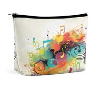 MNVTSKOP Abstract Music Themed Cosmetic Bag Large Capacity Travel Makeup Bag Trendy Portable Toiletry Bag for Women