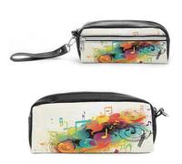 MNVTSKOP Abstract Music Themed Makeup Bag Small Cosmetic Travel Case Portable Stationery Organizer for Women Teacher