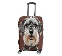 MNVTSKOP Adorable Schnauzer Luggage Covers Scratch-Resistant Washable Suitcase Cover Polyester Elastic Travel Baggage Protector for Suitcase Protector Cover, White, L