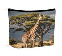 MNVTSKOP Africa Giraffe Majestic Tree Cosmetic Bag Large Capacity Travel Makeup Bag Trendy Portable Toiletry Bag for Women