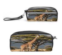 MNVTSKOP Africa Giraffe Majestic Tree Makeup Bag Small Cosmetic Travel Case Portable Stationery Organizer for Women Teacher