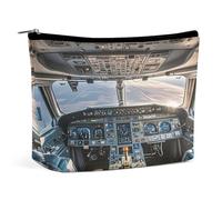 MNVTSKOP Airplane Cockpit Cosmetic Bag Large Capacity Travel Makeup Bag Trendy Portable Toiletry Bag for Women