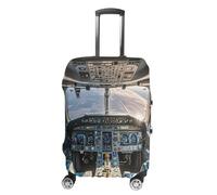 MNVTSKOP Airplane Cockpit Luggage Covers Scratch-Resistant Washable Suitcase Cover Polyester Elastic Travel Baggage Protector for Suitcase Protector Cover, White, L
