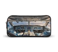 MNVTSKOP Airplane Cockpit Pencil Case Large Capacity Pencil Pouch Office Pencil Bag for Men Women Desk Organizer