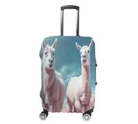 MNVTSKOP Alpacas Together Luggage Covers Scratch-Resistant Washable Suitcase Cover Polyester Elastic Travel Baggage Protector for Suitcase Protector Cover, White, XL