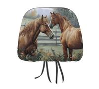 MNVTSKOP Animals Embroidery Paintings Horses Headrest Covers for Cars Universal Anti-Dirty Car Head Rest Protector Easy to Install Durable Breathable Vehicle Accessories for Auto Trucks SUVs