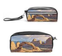 MNVTSKOP Arches National Park Makeup Bag Small Cosmetic Travel Case Portable Stationery Organizer for Women Teacher