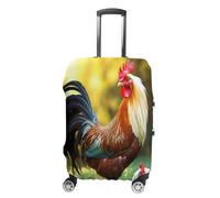 MNVTSKOP Beautiful Rooster Hen Luggage Covers Scratch-Resistant Washable Suitcase Cover Polyester Elastic Travel Baggage Protector for Suitcase Protector Cover, White, M