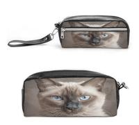 MNVTSKOP Beautiful Siamese Cat Makeup Bag Small Cosmetic Travel Case Portable Stationery Organizer for Women Teacher