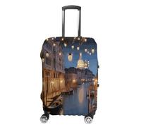 MNVTSKOP Beautiful Venice at Night Luggage Covers Scratch-Resistant Washable Suitcase Cover Polyester Elastic Travel Baggage Protector for Suitcase Protector Cover, White, L