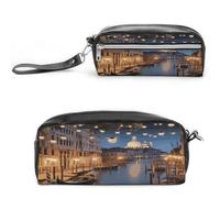 MNVTSKOP Beautiful Venice at Night Makeup Bag Small Cosmetic Travel Case Portable Stationery Organizer for Women Teacher