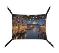 MNVTSKOP Beautiful Venice at Night Pet Hammock Breathable Cat Hanging Hammock with Adjustable Straps and Metal Hooks Plush Small Animal Soft Hideout Bed for Indoor and Outdoor