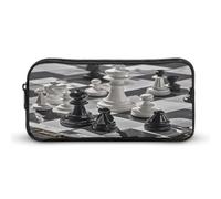 MNVTSKOP Black And White Chess Pencil Case Large Capacity Pencil Pouch Office Pencil Bag for Men Women Desk Organizer