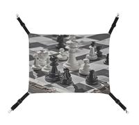 MNVTSKOP Black and White Chess Pet Hammock Breathable Cat Hanging Hammock with Adjustable Straps and Metal Hooks Plush Small Animal Soft Hideout Bed for Indoor and Outdoor