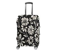 MNVTSKOP Black And White Floral Print Luggage Covers Scratch-Resistant Washable Suitcase Cover Polyester Elastic Travel Baggage Protector for Suitcase Protector Cover, White, M