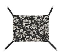 MNVTSKOP Black and White Floral Print Pet Hammock Breathable Cat Hanging Hammock with Adjustable Straps and Metal Hooks Plush Small Animal Soft Hideout Bed for Indoor and Outdoor