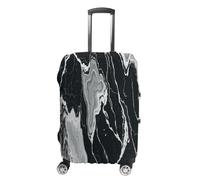 MNVTSKOP Black And White Marble Texture Luggage Covers Scratch-Resistant Washable Suitcase Cover Polyester Elastic Travel Baggage Protector for Suitcase Protector Cover, white, M
