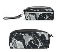 MNVTSKOP Black And White Marble Texture Makeup Bag Small Cosmetic Travel Case Portable Stationery Organizer for Women Teacher