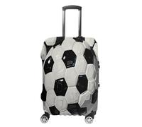 MNVTSKOP Black And White Soccer Ball Luggage Covers Scratch-Resistant Washable Suitcase Cover Polyester Elastic Travel Baggage Protector for Suitcase Protector Cover, White, M