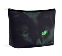 MNVTSKOP Black Cat Green Eyes Cosmetic Bag Large Capacity Travel Makeup Bag Trendy Portable Toiletry Bag for Women