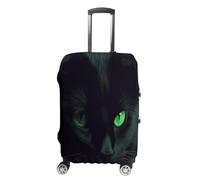 MNVTSKOP Black Cat Green Eyes Luggage Covers Scratch-Resistant Washable Suitcase Cover Polyester Elastic Travel Baggage Protector for Suitcase Protector Cover, White, L